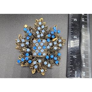 Blue Crystal Floral Statement Brooch